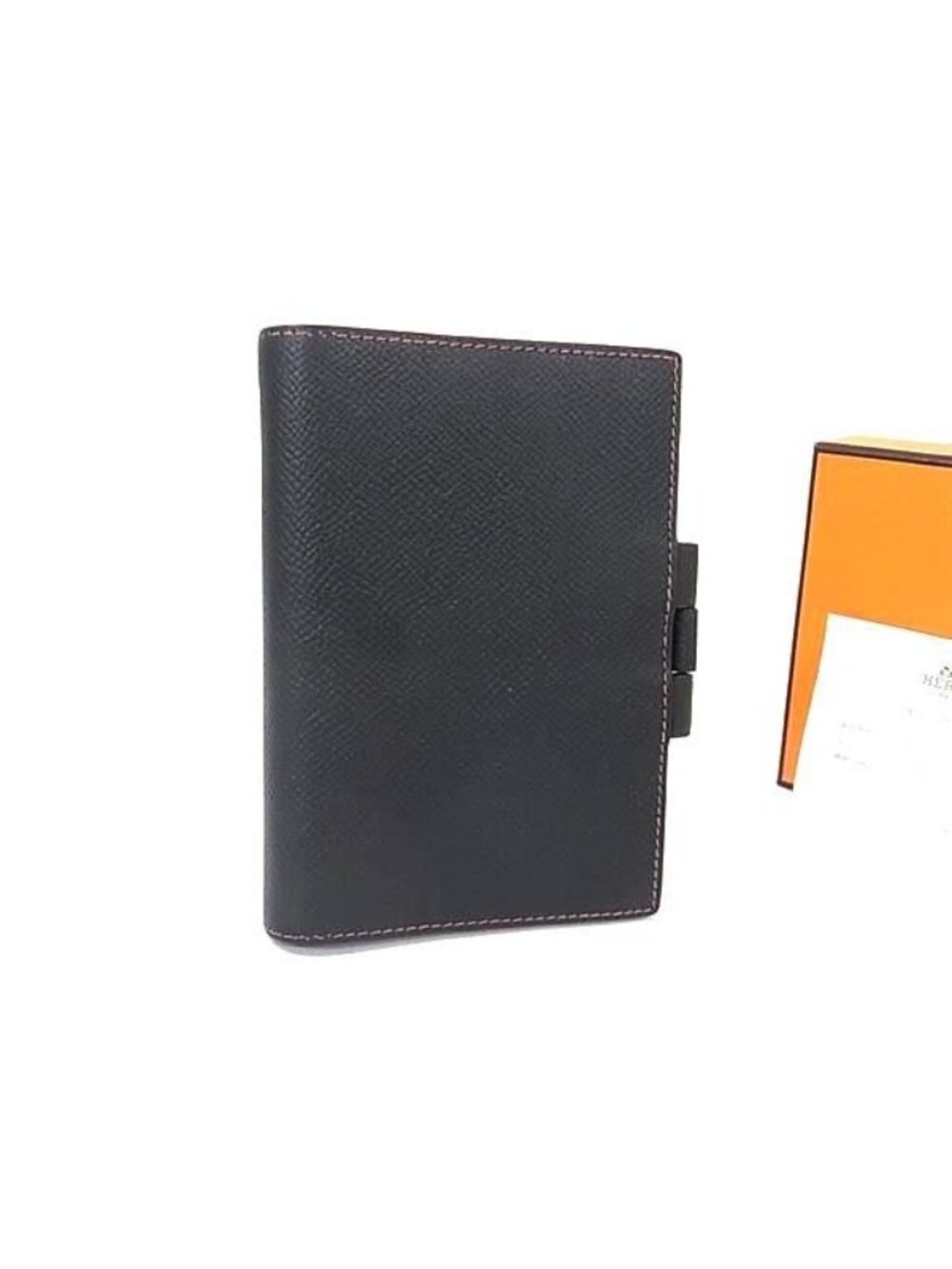 Hermes Agenda GM Courchevel Silver Notebook Cover Schedule Book Black